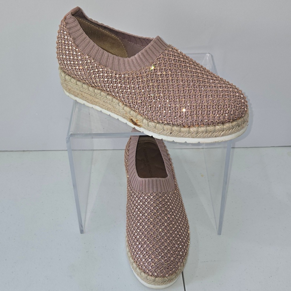 Adrienne Vittadini Sport Nicola Mauve Rhinestone Espadrille Sneakers Size 9.5M